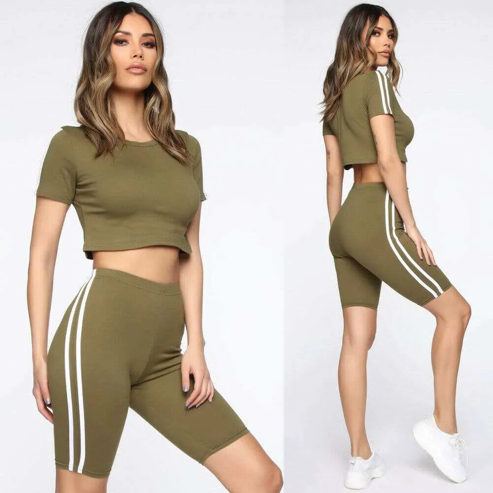 Glow Chic's Striped Two-Piece Sportswear