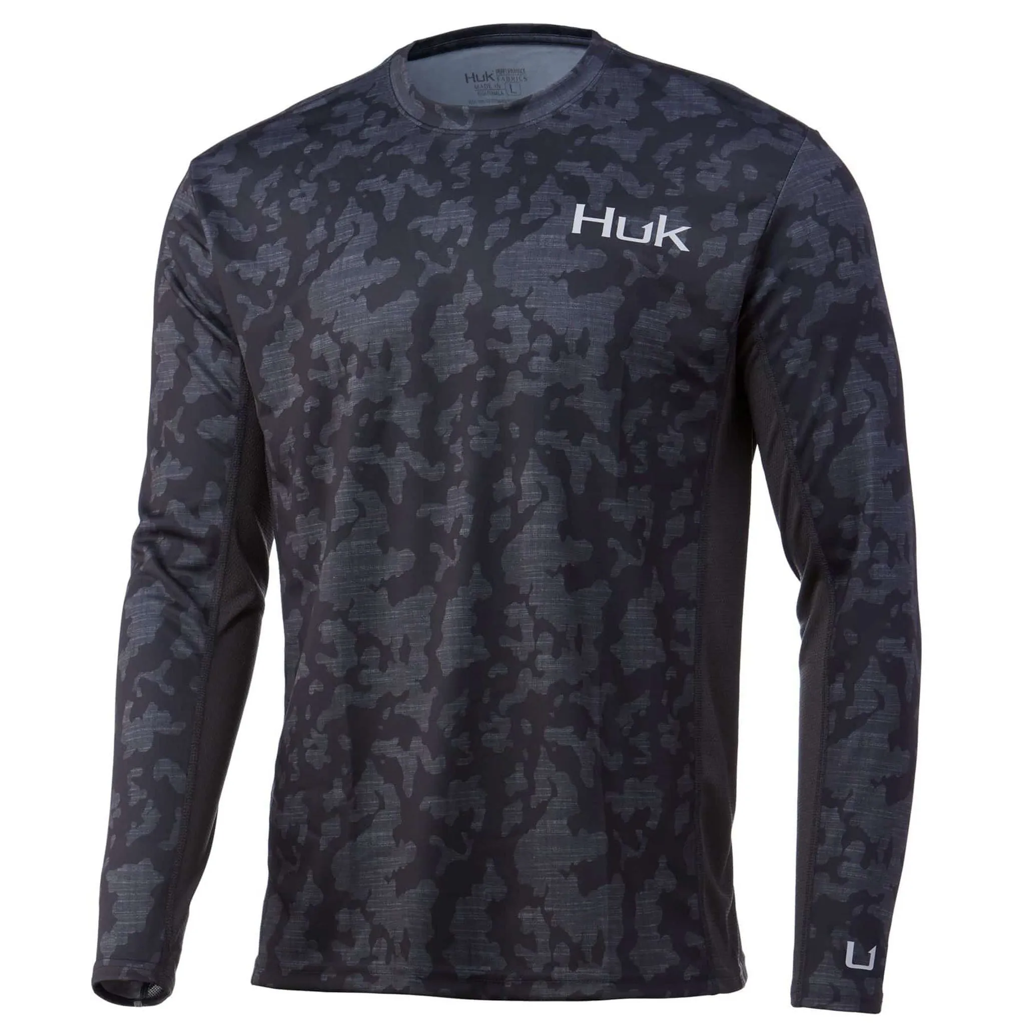 HUK Icon X Running Lakes Long Sleeve Top Volcanic Ash Dark Grey