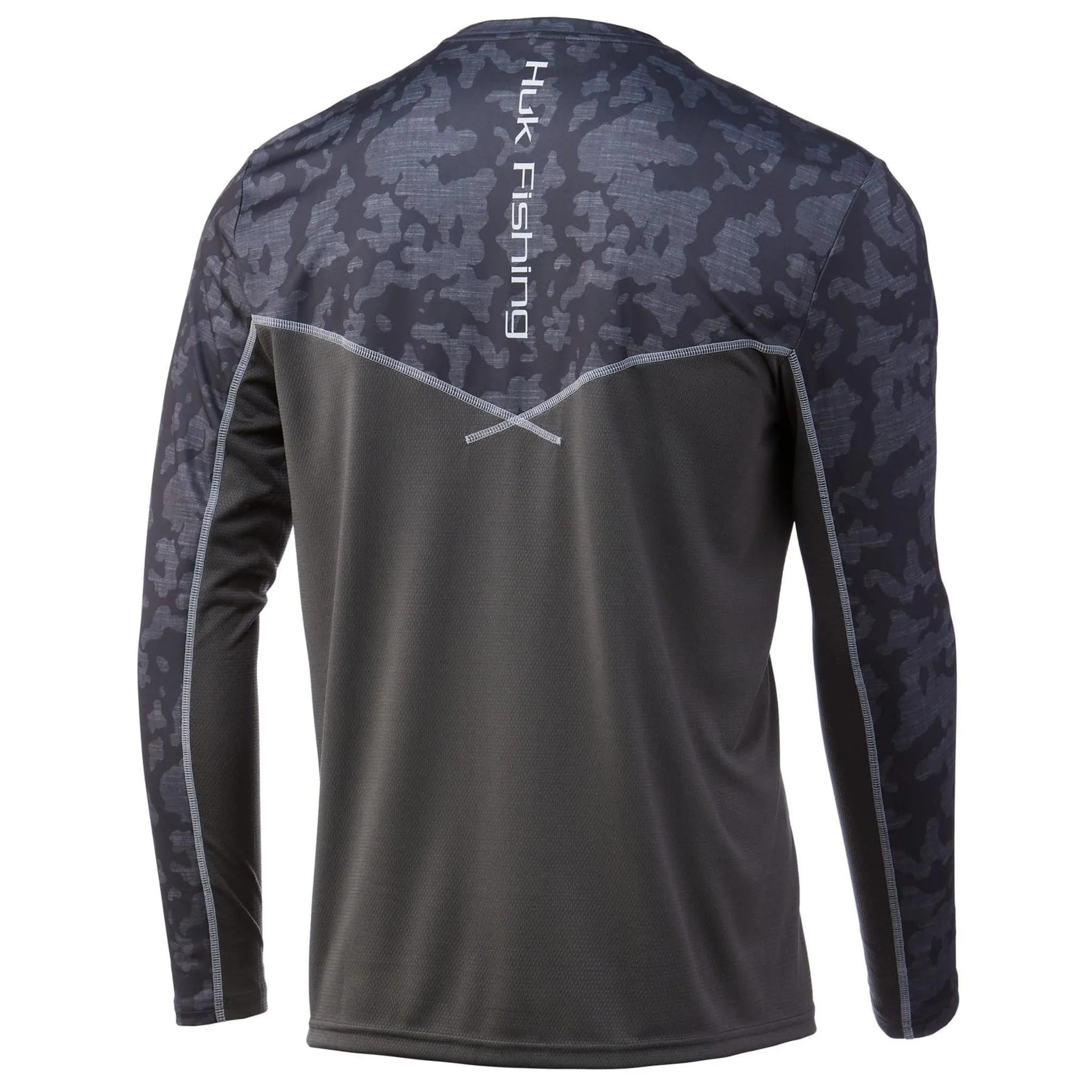 HUK Icon X Running Lakes Long Sleeve Top Volcanic Ash Dark Grey