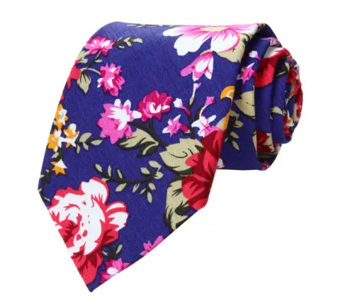 Indigo and Pink Floral Tie