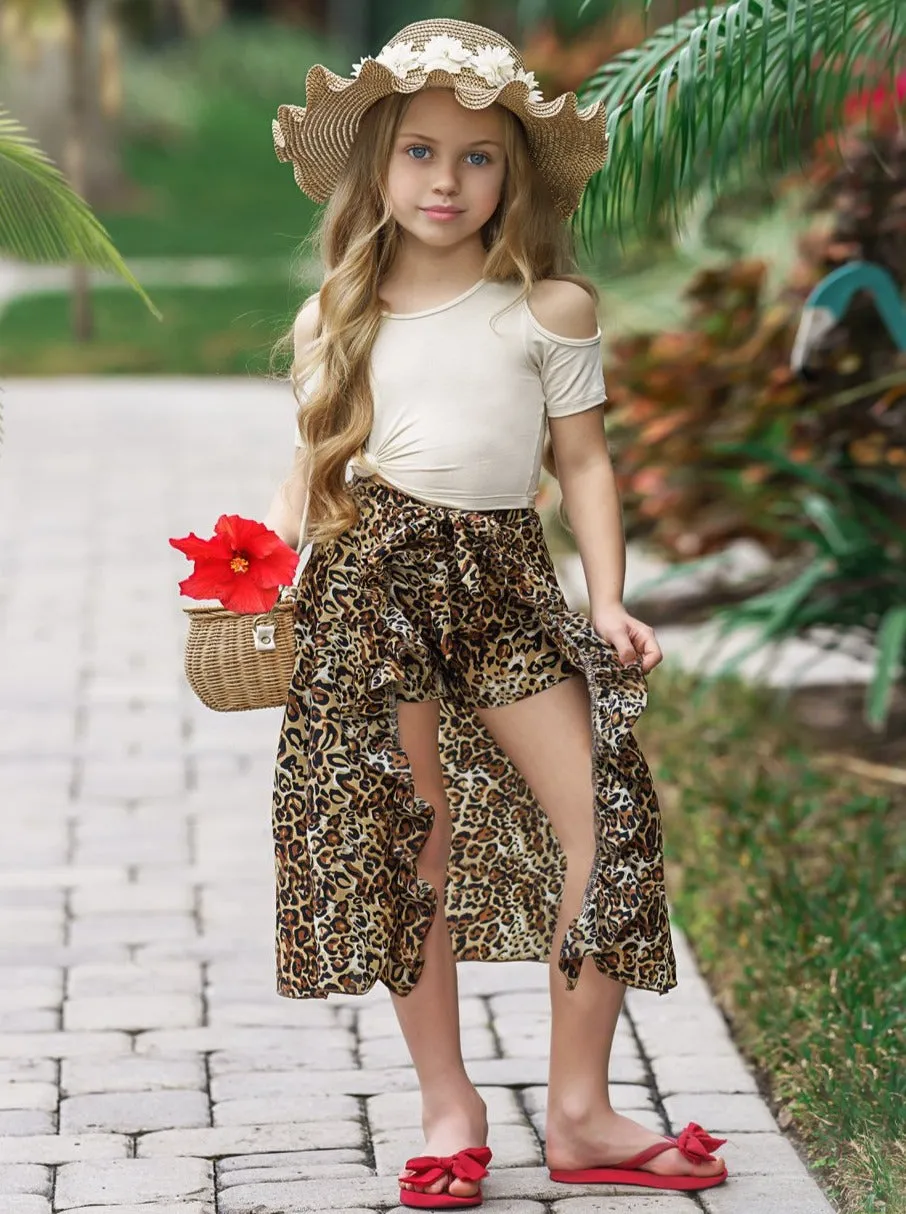 Just A Feeling Shorts And Ruffled Wrap Skirt Set