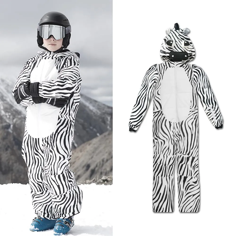 Kids Unisex Waterproof Winter Animal Friendly One Piece Jumpsuit Snowsuits