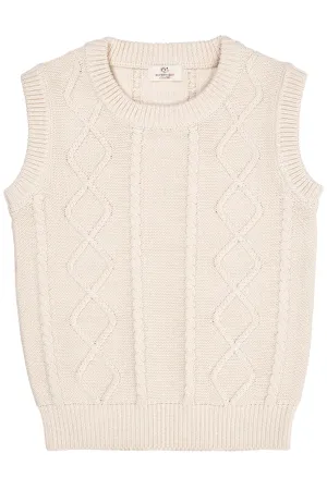 KNITTED CABLE VEST - CREAM