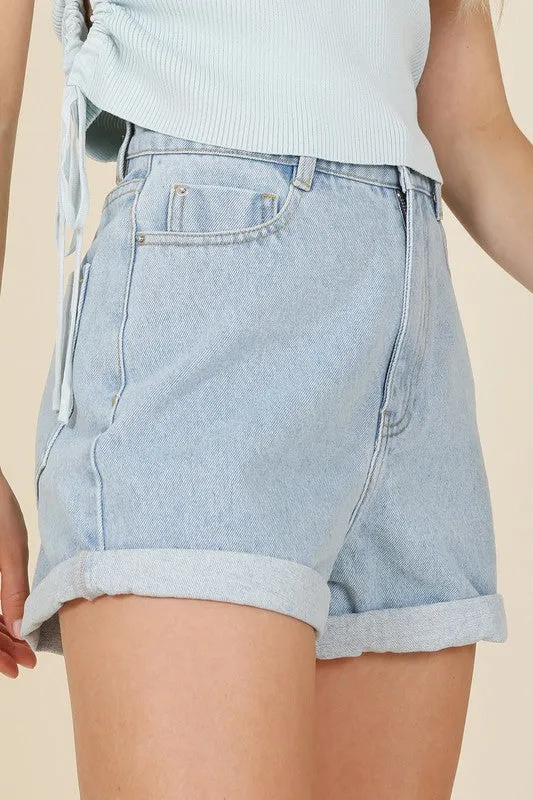 LILOU Casual Roll up Denim Shorts