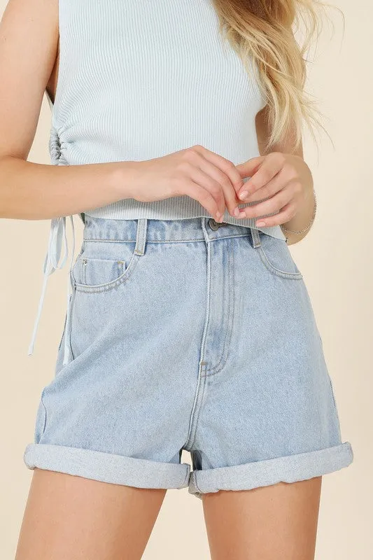 Lilou roll up denim shorts