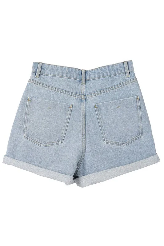 Lilou roll up denim shorts