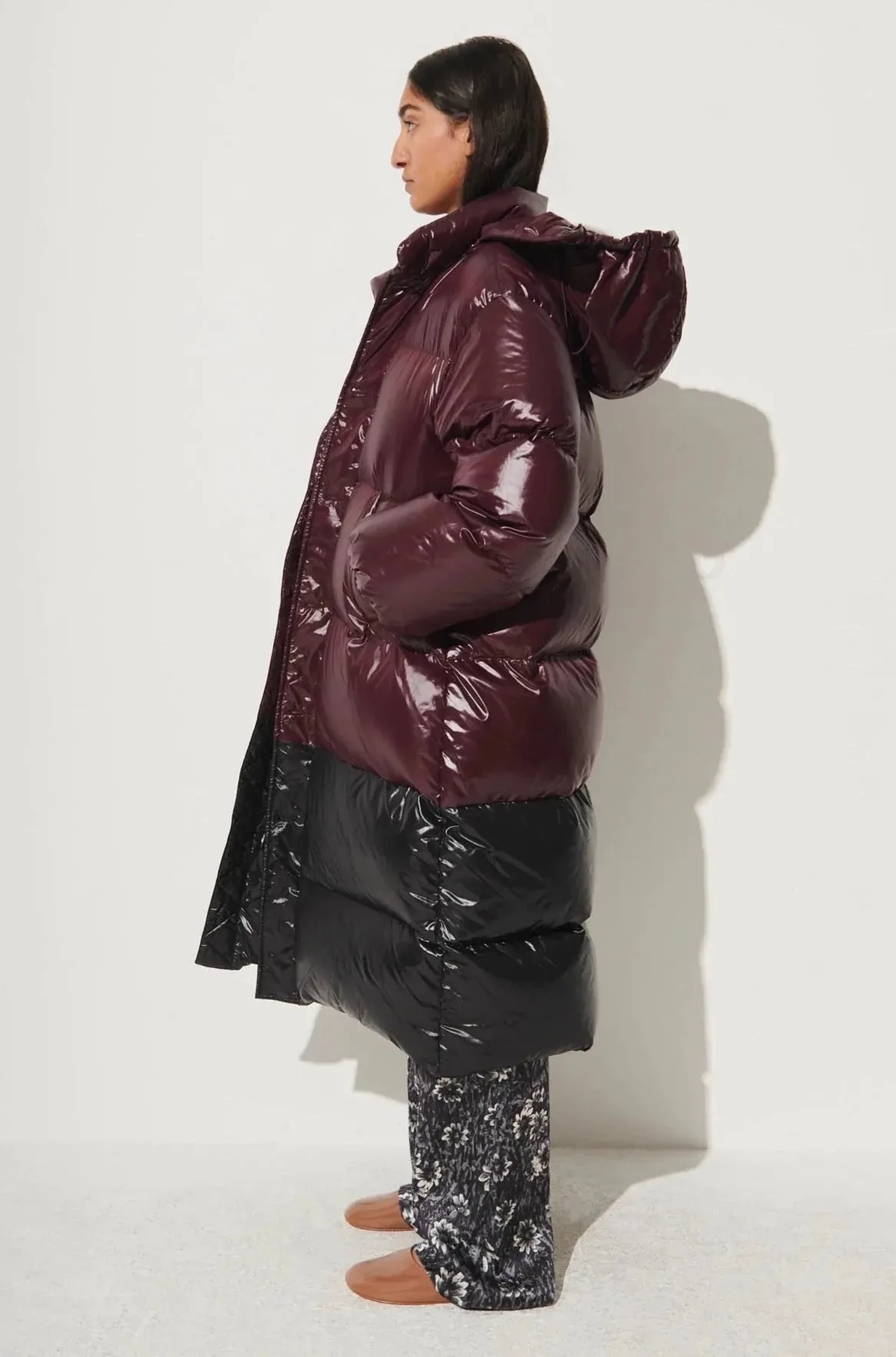 Long Puffer, Bordeaux/Black