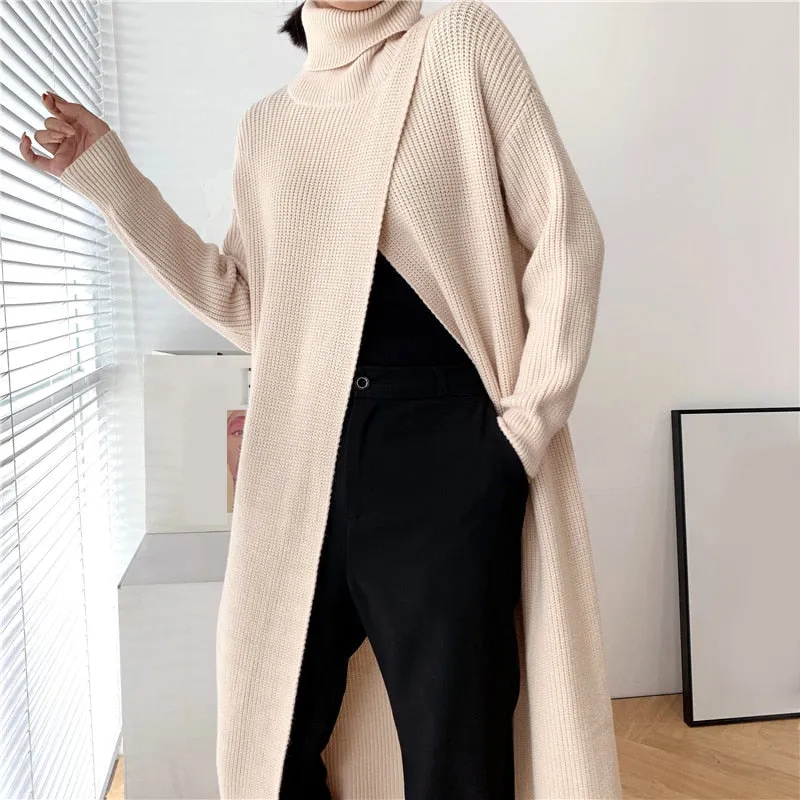 Long Turtleneck Pullover Jacket | Womens long parka coat