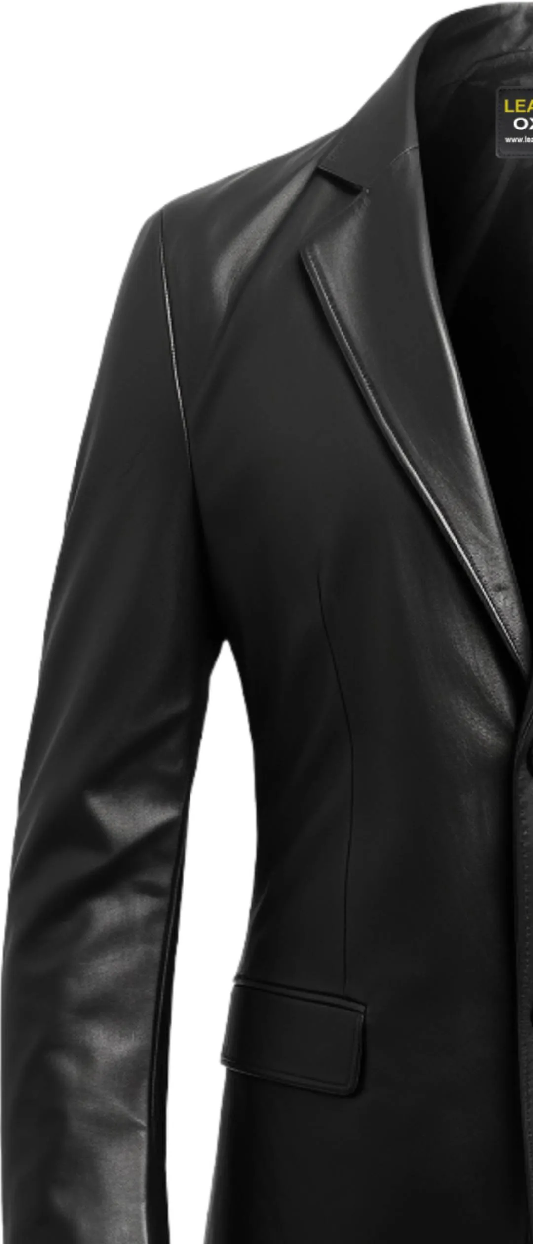 Men Black leather Two Button Blazer - Leather Blazer for Men