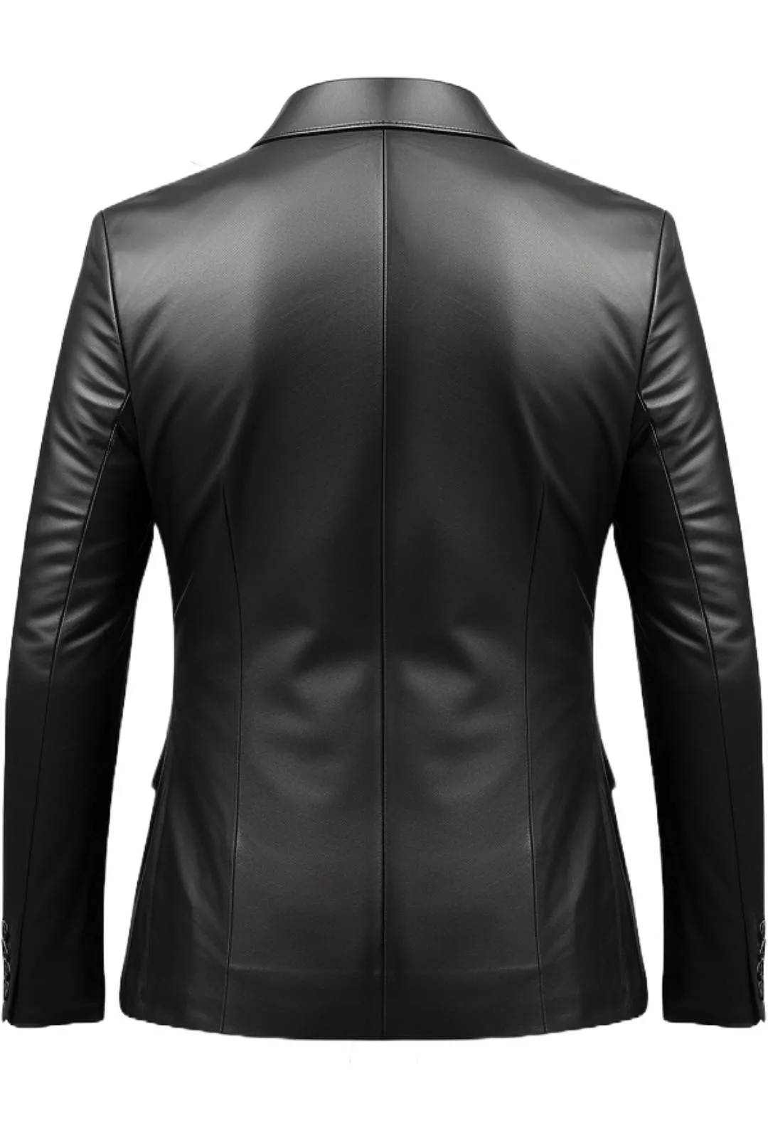 Men Black leather Two Button Blazer - Leather Blazer for Men