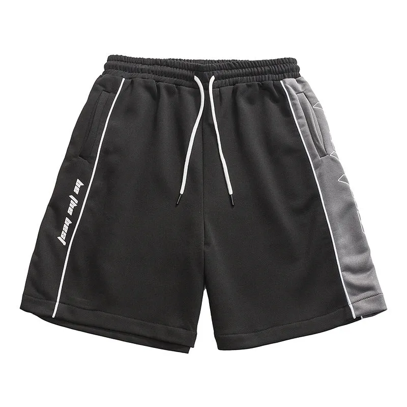 Men Shorts Summer Stitching Printing Casual Sports Pants Retro