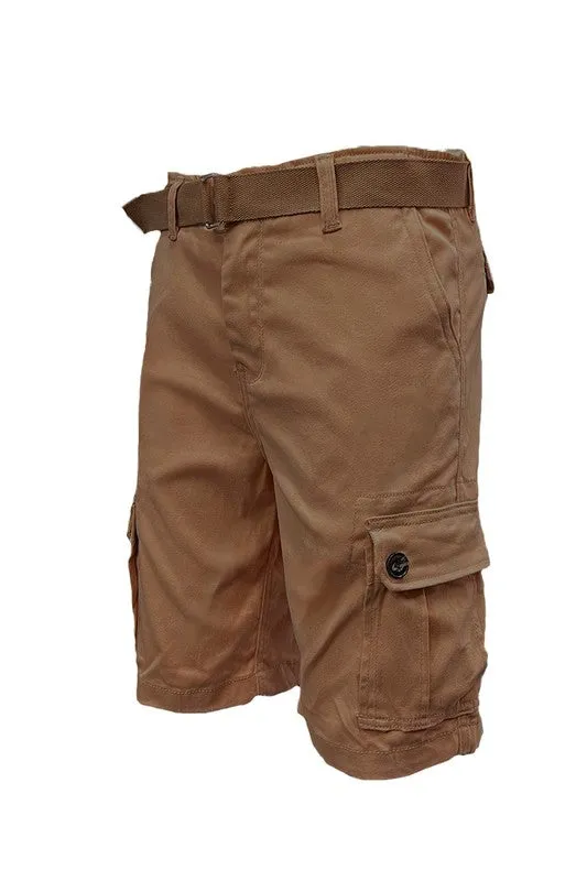 Mens Belted Cargo Shorts with Belt