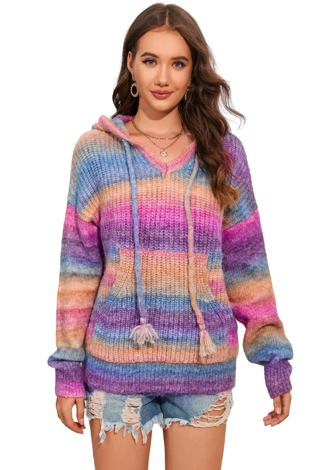 Multicolor Pocket Hooded Sweater