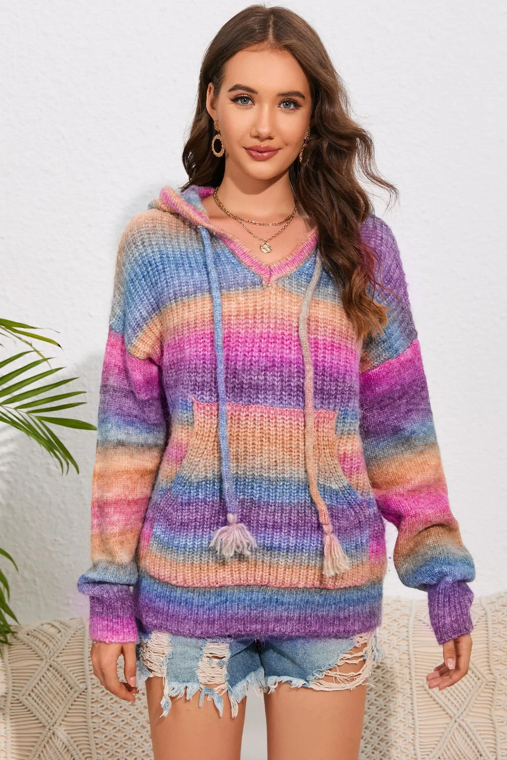 Multicolor Pocket Hooded Sweater