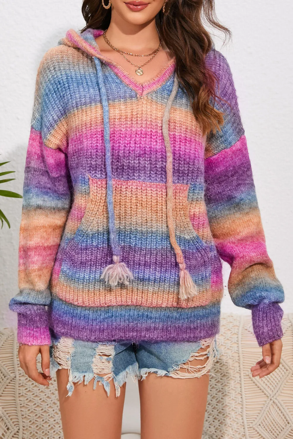 Multicolor Pocket Hooded Sweater