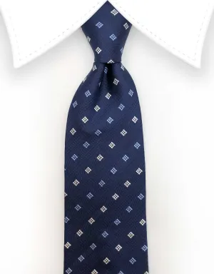 Navy Tie with Light Blue and White Diamonds