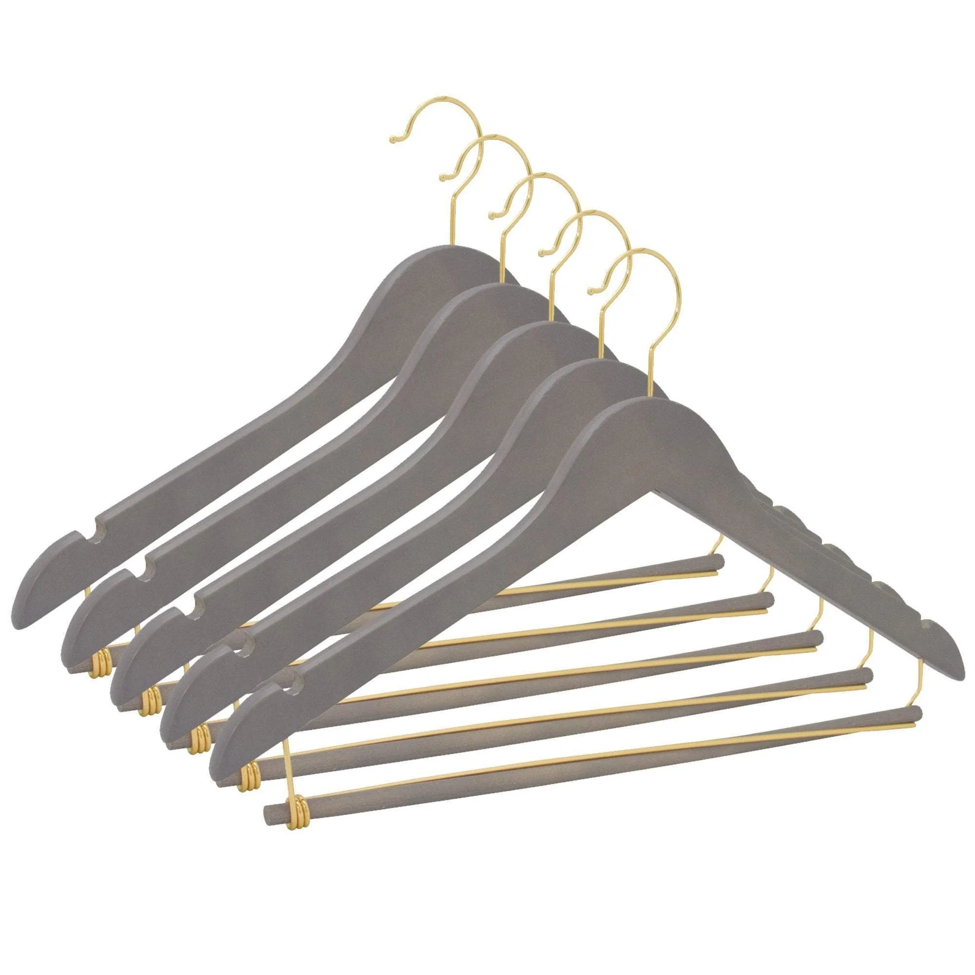 Premium Wood Suit Hangers with Locking Pants Bar