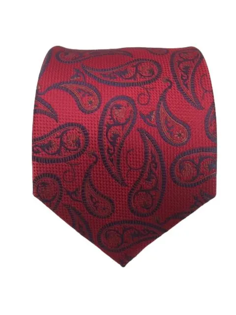 Red and Blue Extra Long Men's Paisley Tie