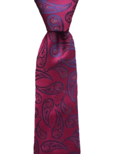 Red and Blue Extra Long Men's Paisley Tie