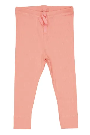 RIB JERSEY LEGGINGS W. STRING - CORAL