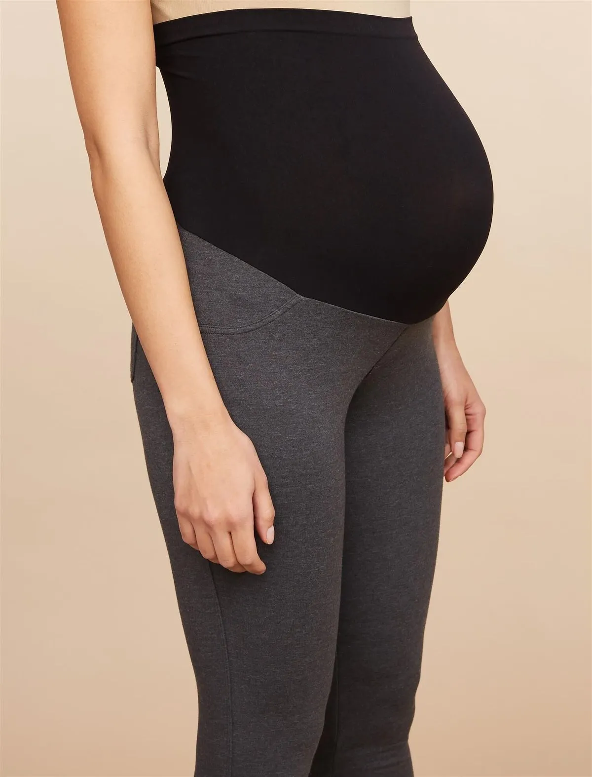 Secret Fit Belly French Terry Maternity Leggings in Charcoal