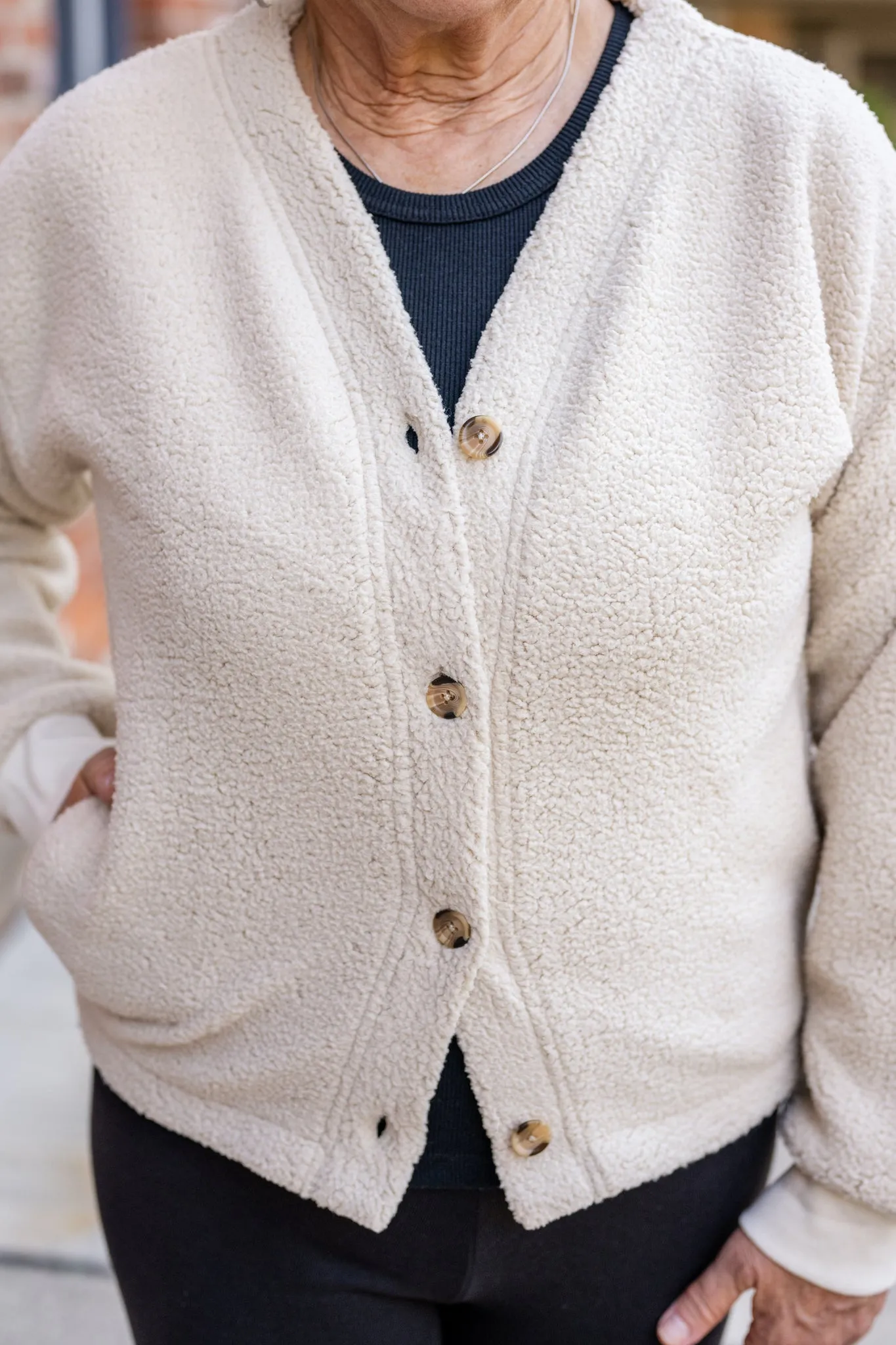 Sherpa Button-Front Cardigan