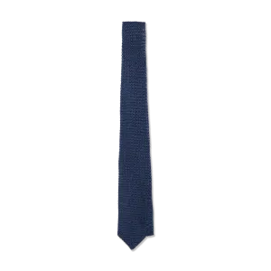 Silk Knitted Tie in Marine Blue