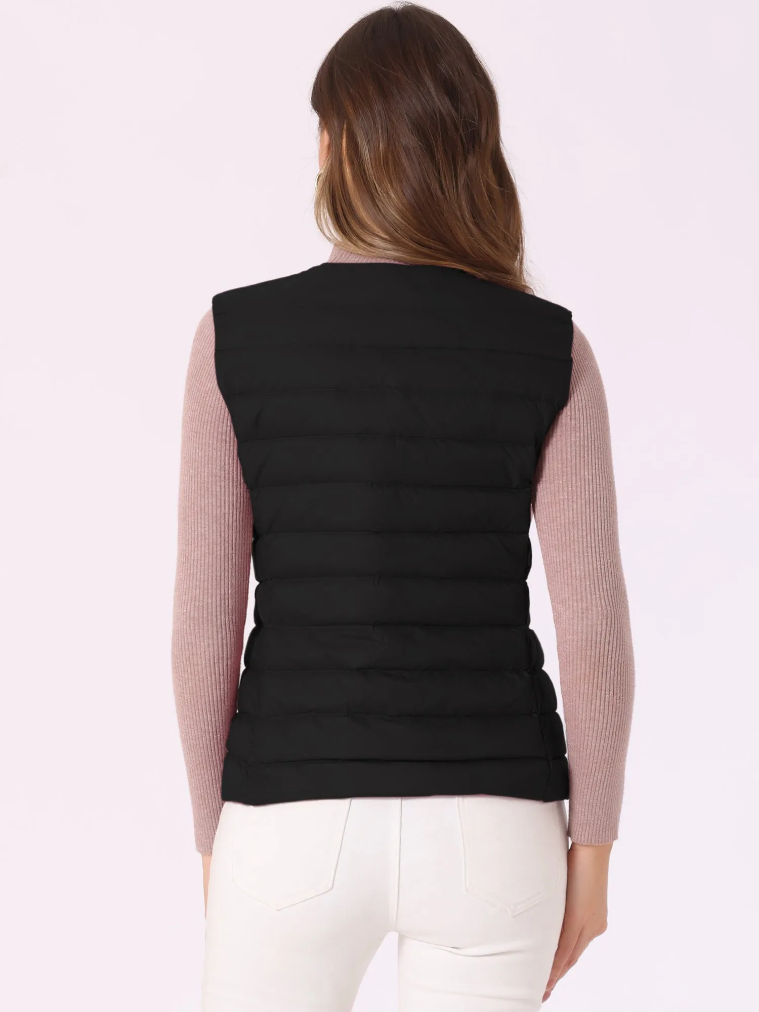 Sleeveless Lightweight Button Up Quilted Puffer Vest