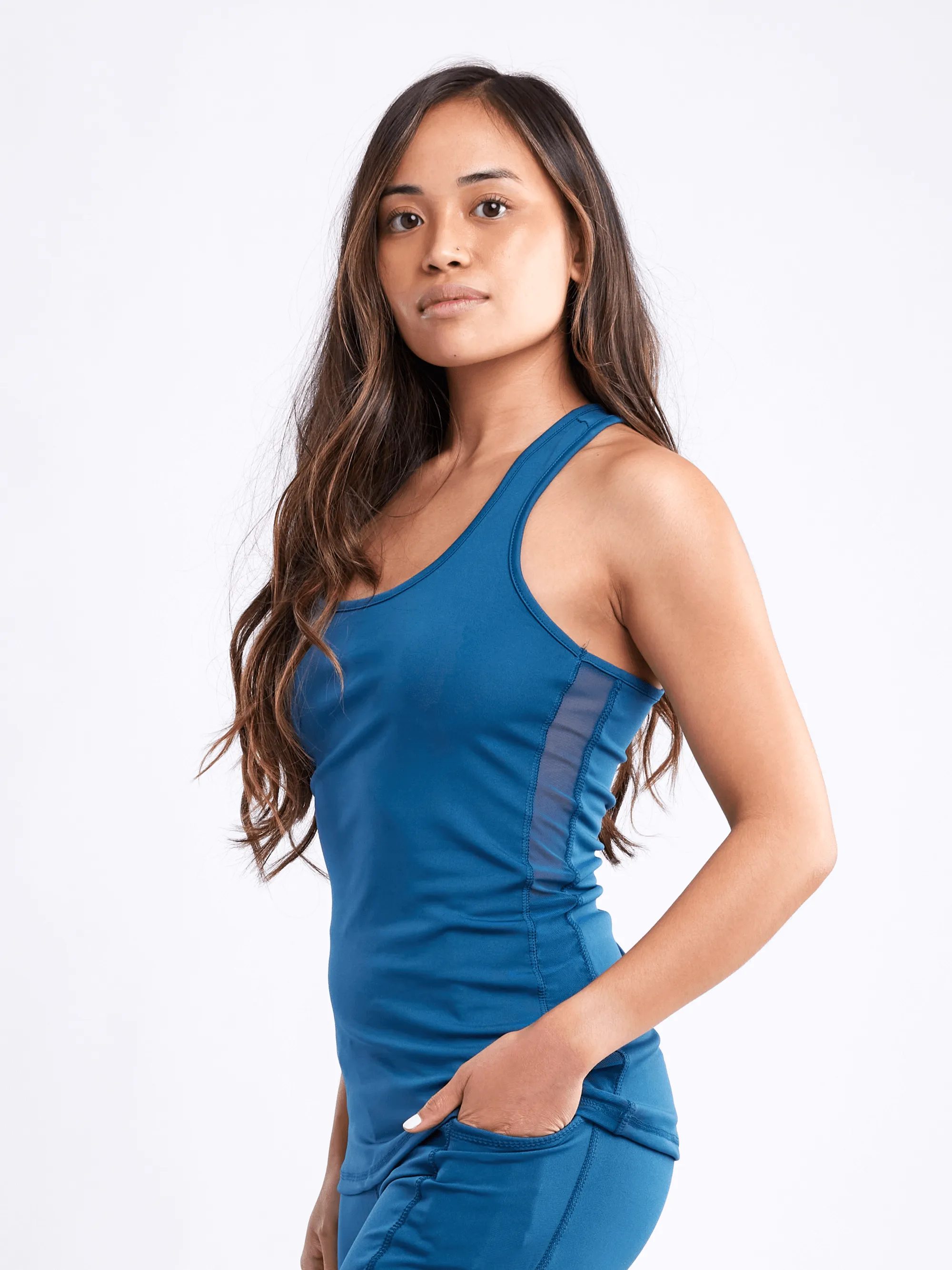 Sports Tank Top with Side Mesh Panels