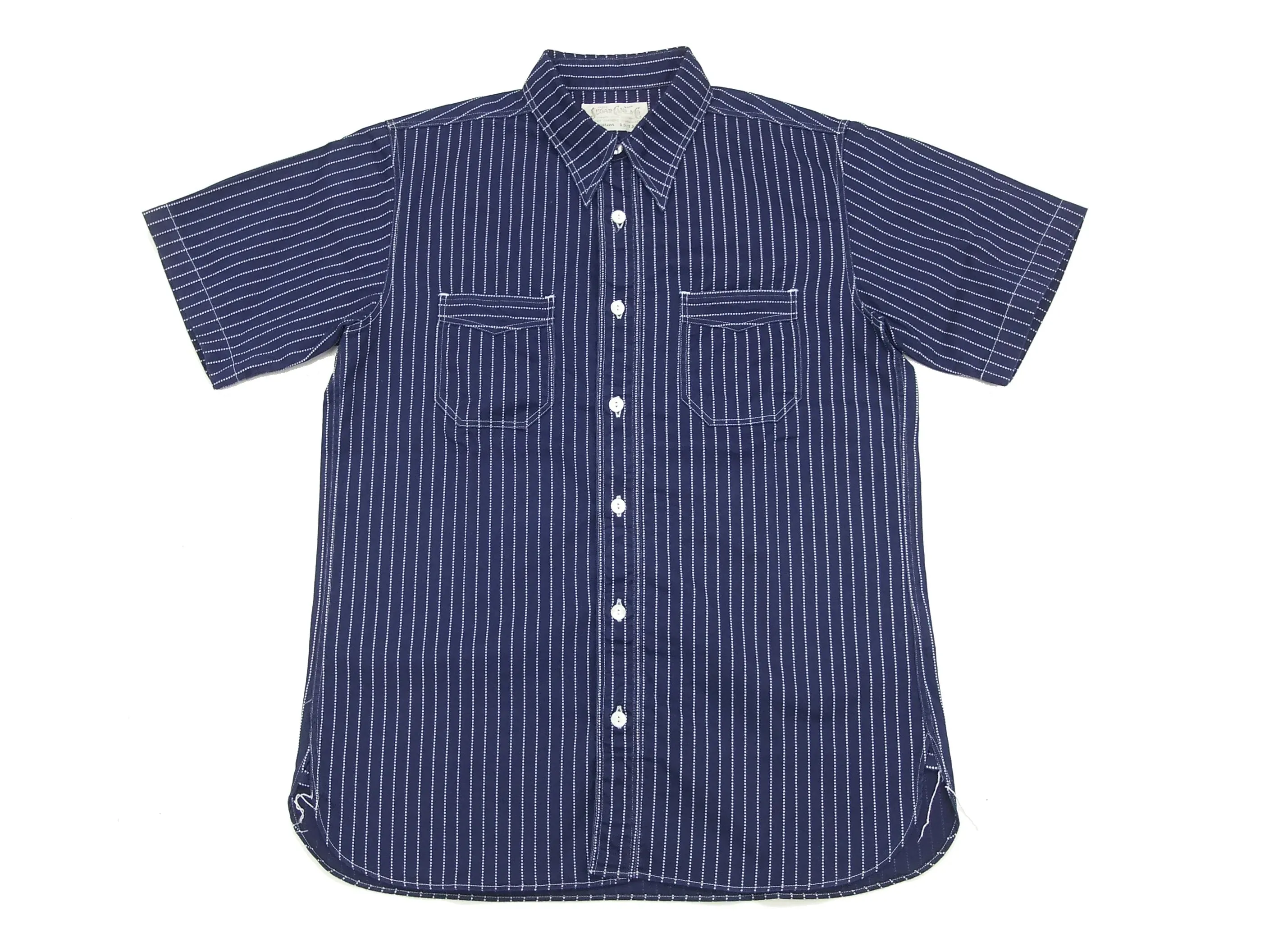 Sugar Cane Wabash Stripe Short Sleeve Workshirt - Indigo