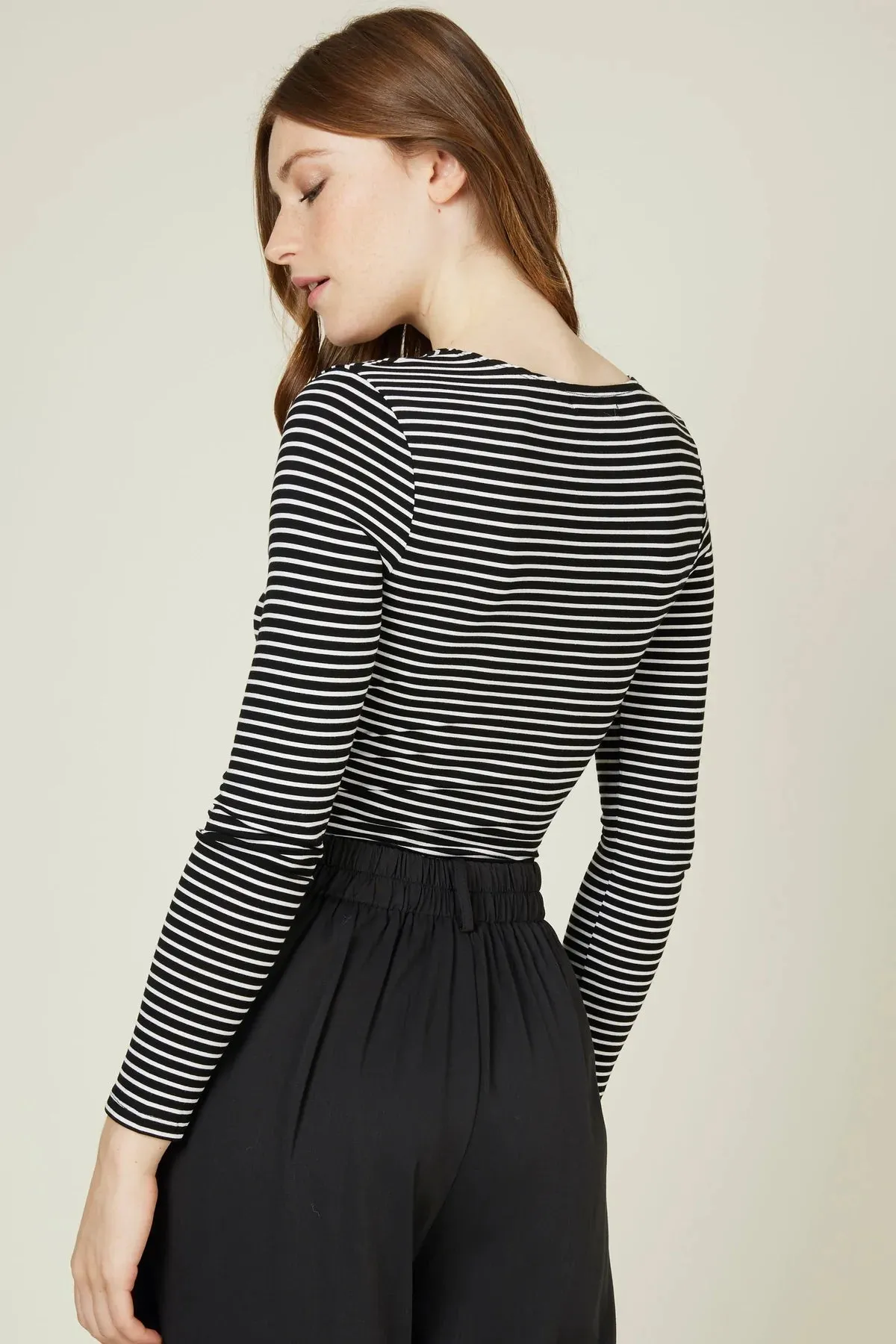 The Ship Striped Bodysuit - Black