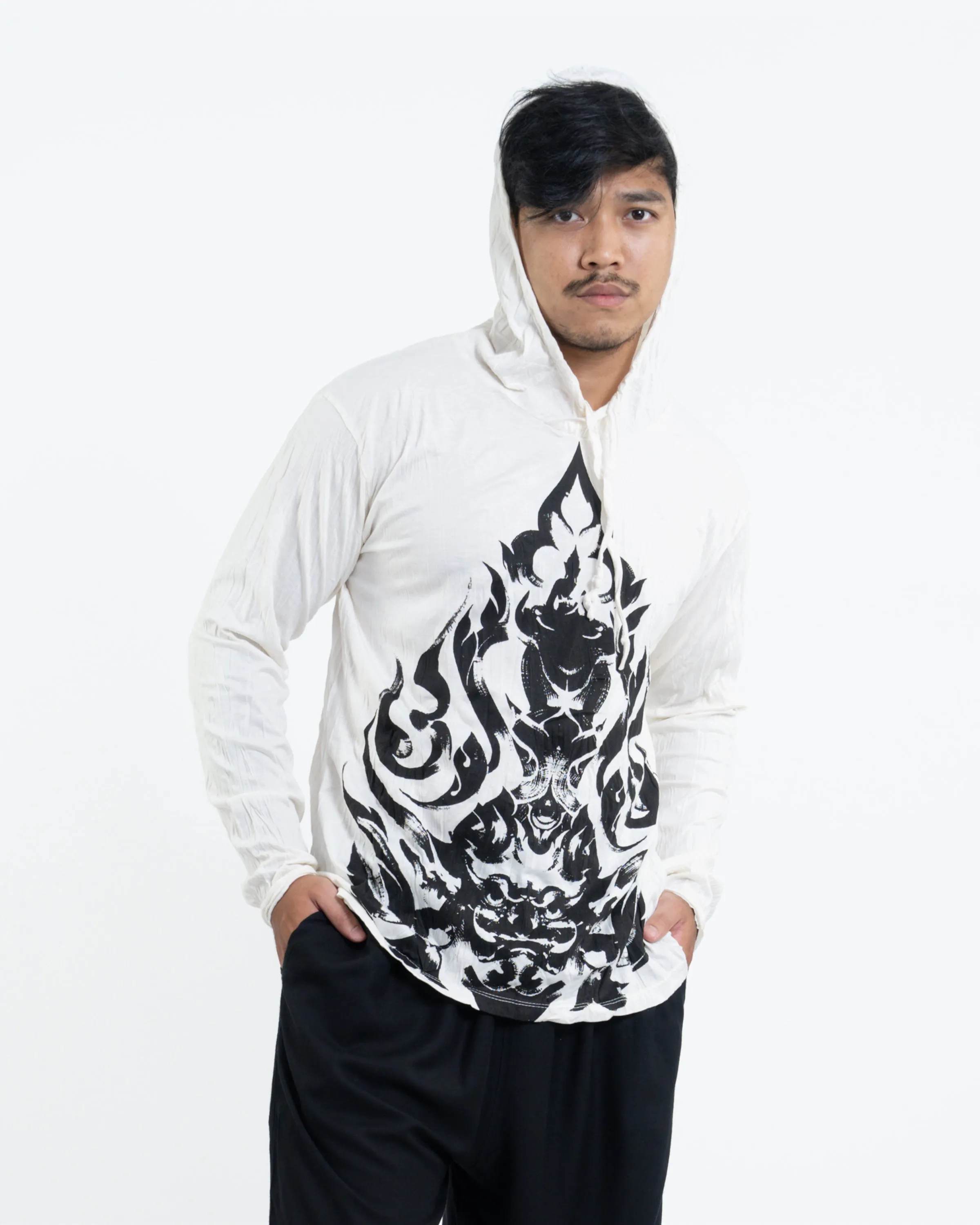 Unisex Buddha Chakra Hoodie in White