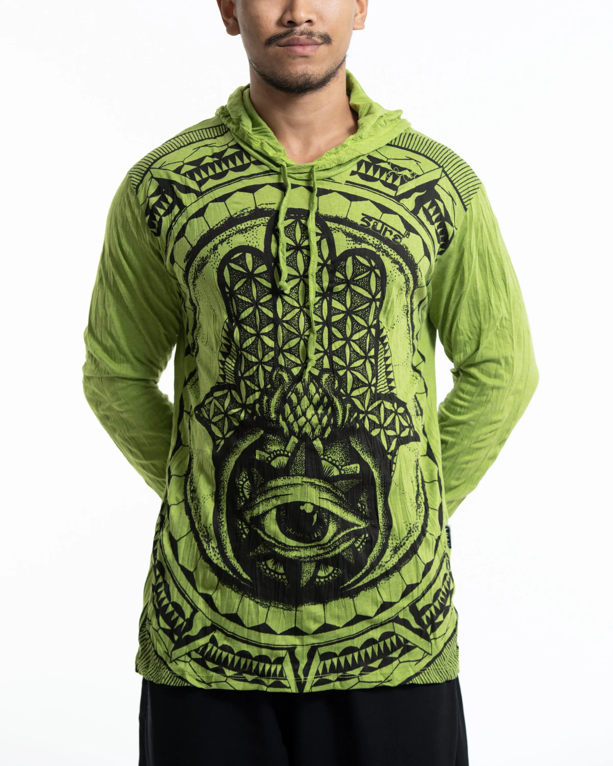 Unisex Hamsa Eye Hoodie in Lime