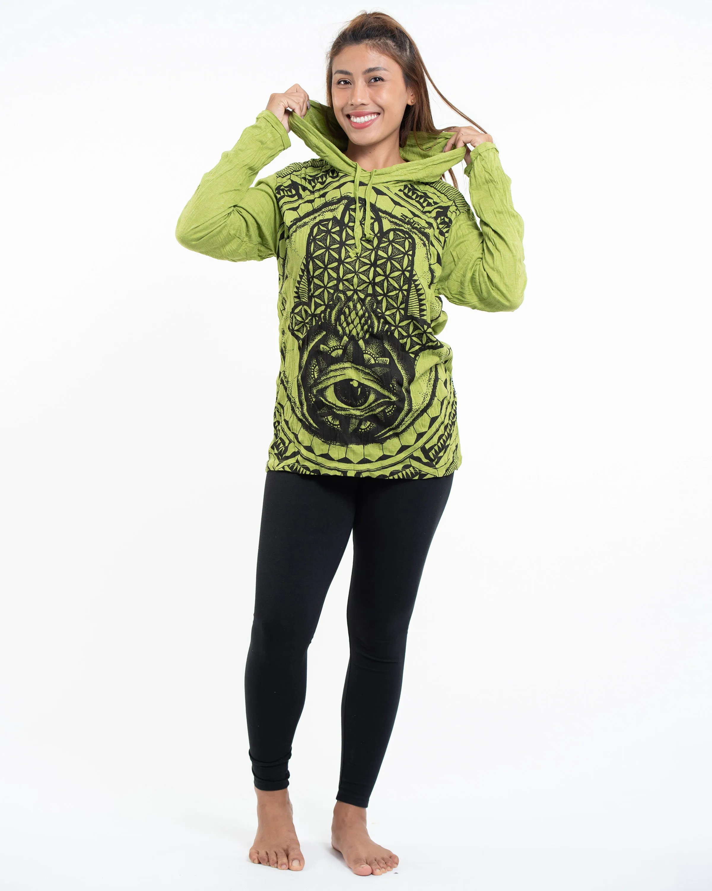 Unisex Hamsa Eye Hoodie in Lime