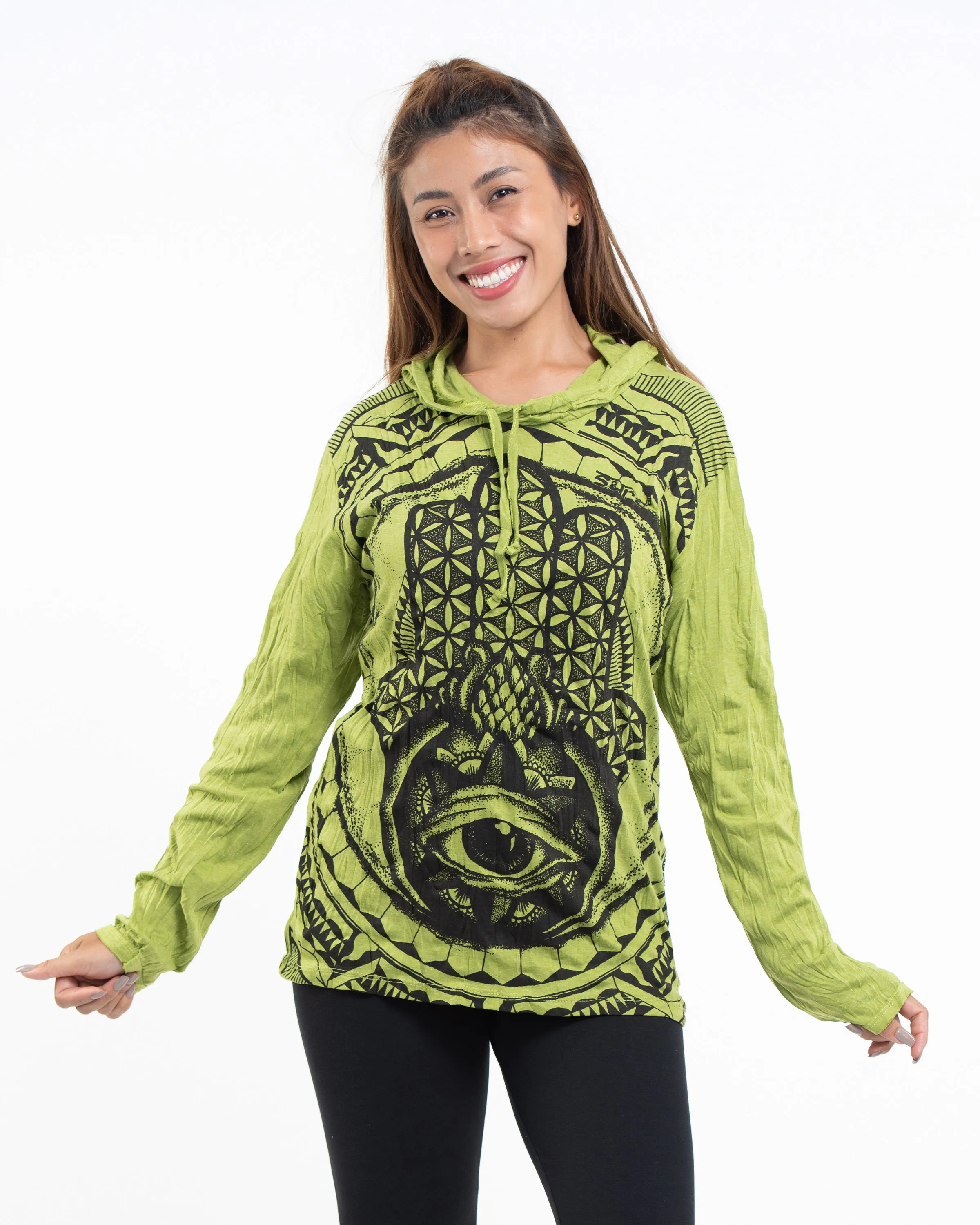 Unisex Hamsa Eye Hoodie in Lime