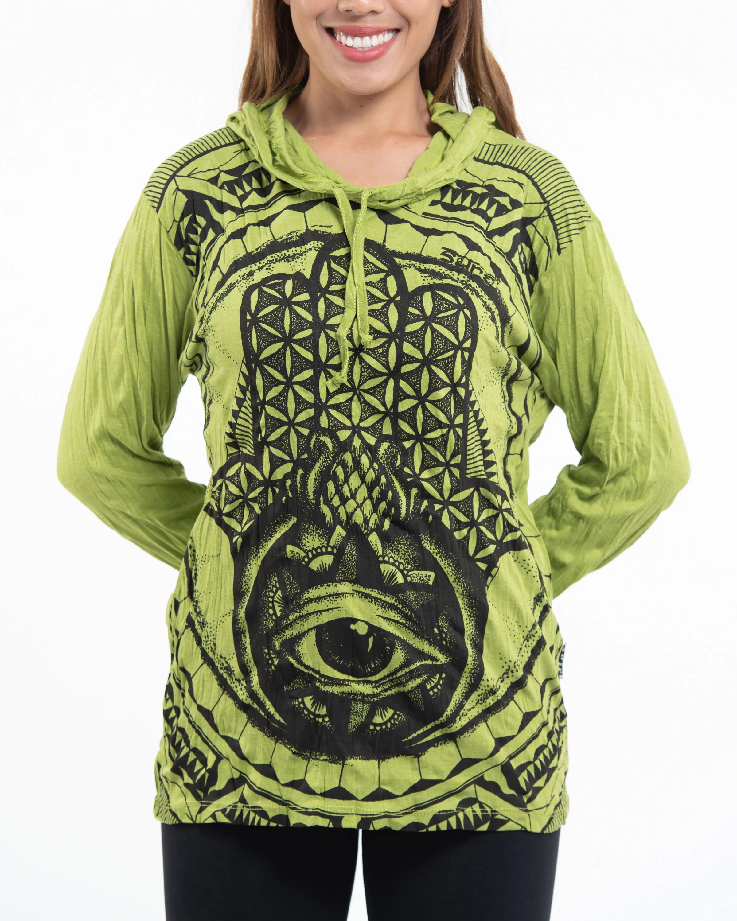 Unisex Hamsa Eye Hoodie in Lime