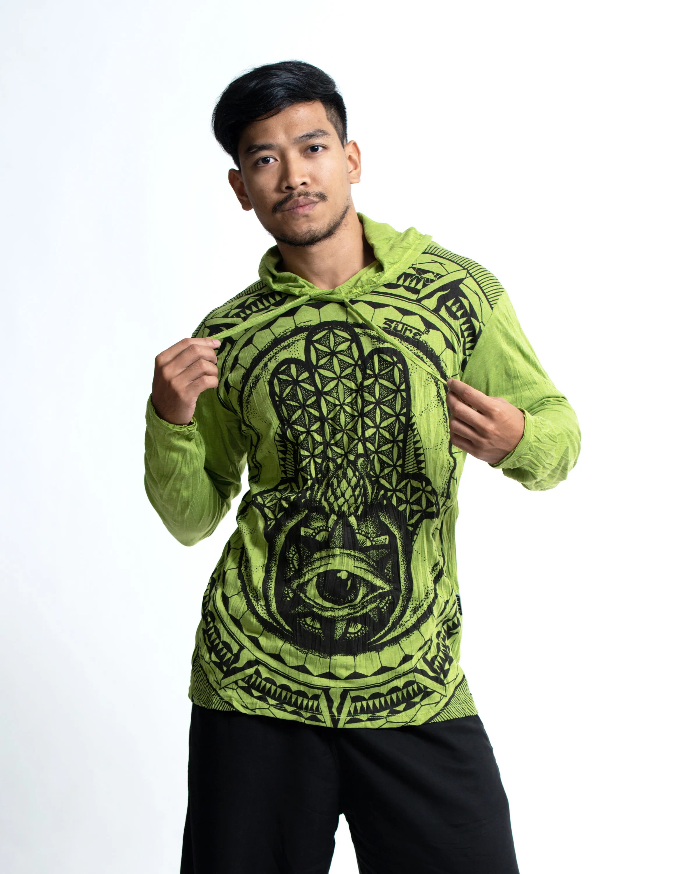 Unisex Hamsa Eye Hoodie in Lime