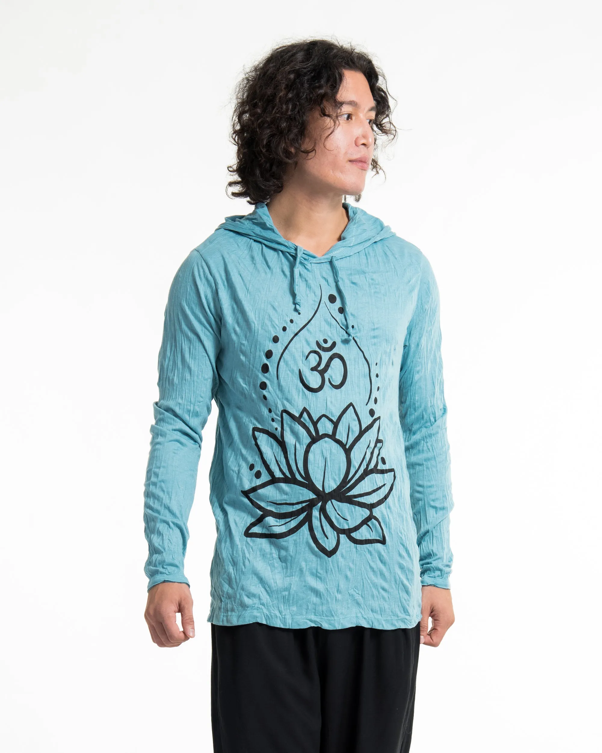 Unisex Lotus Om Hoodie in Turquoise