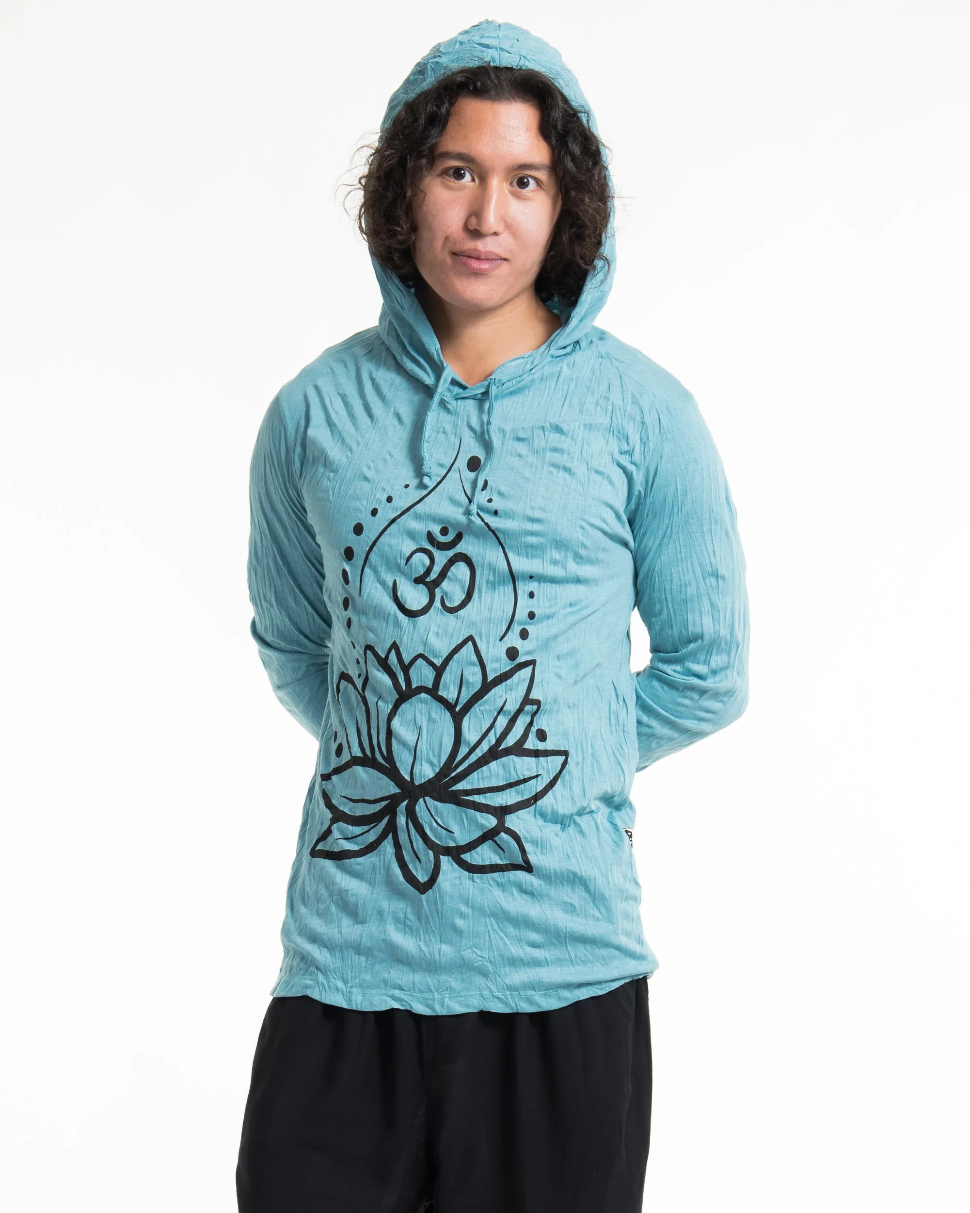 Unisex Lotus Om Hoodie in Turquoise