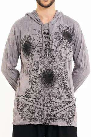 Unisex Sunflower Skull Hoodie in Gray