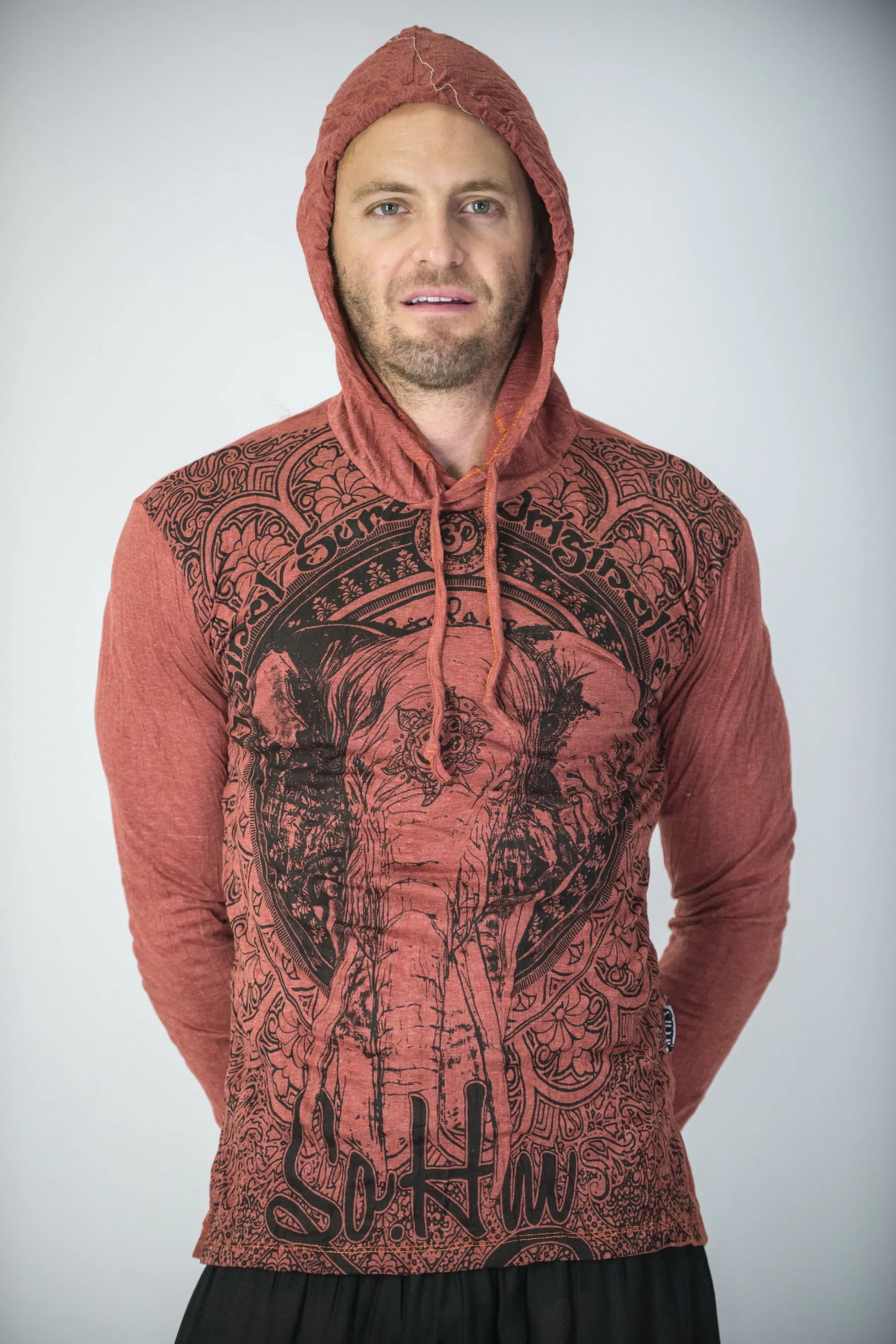 Unisex Wild Elephant Hoodie in Brick