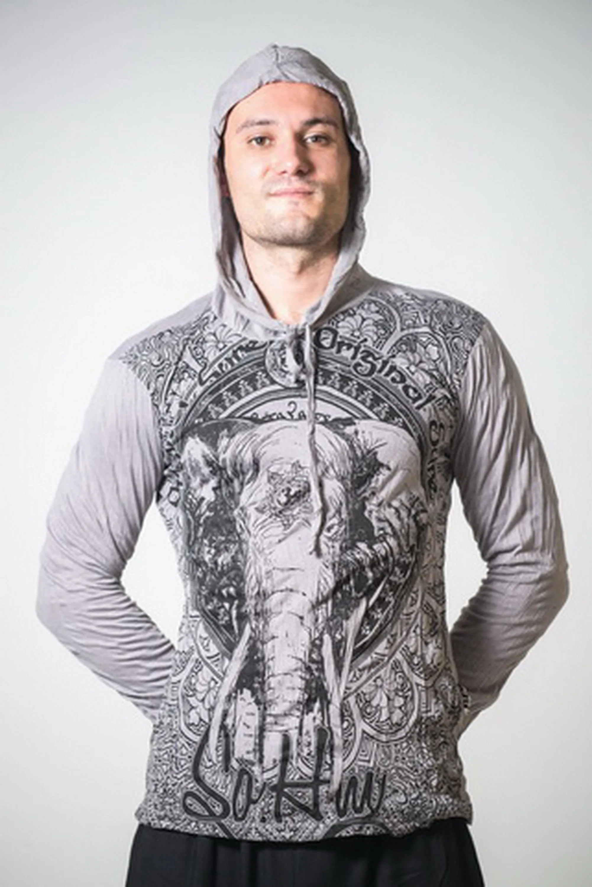 Unisex Wild Elephant Hoodie in Gray