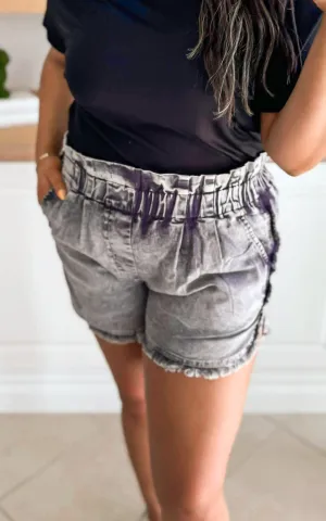 Vintage Grey Paperbag Shorts - Final Sale