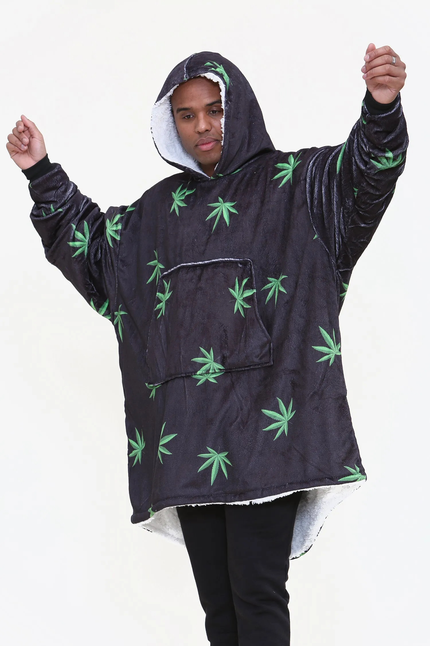 Weed Leaf Hoodie Black