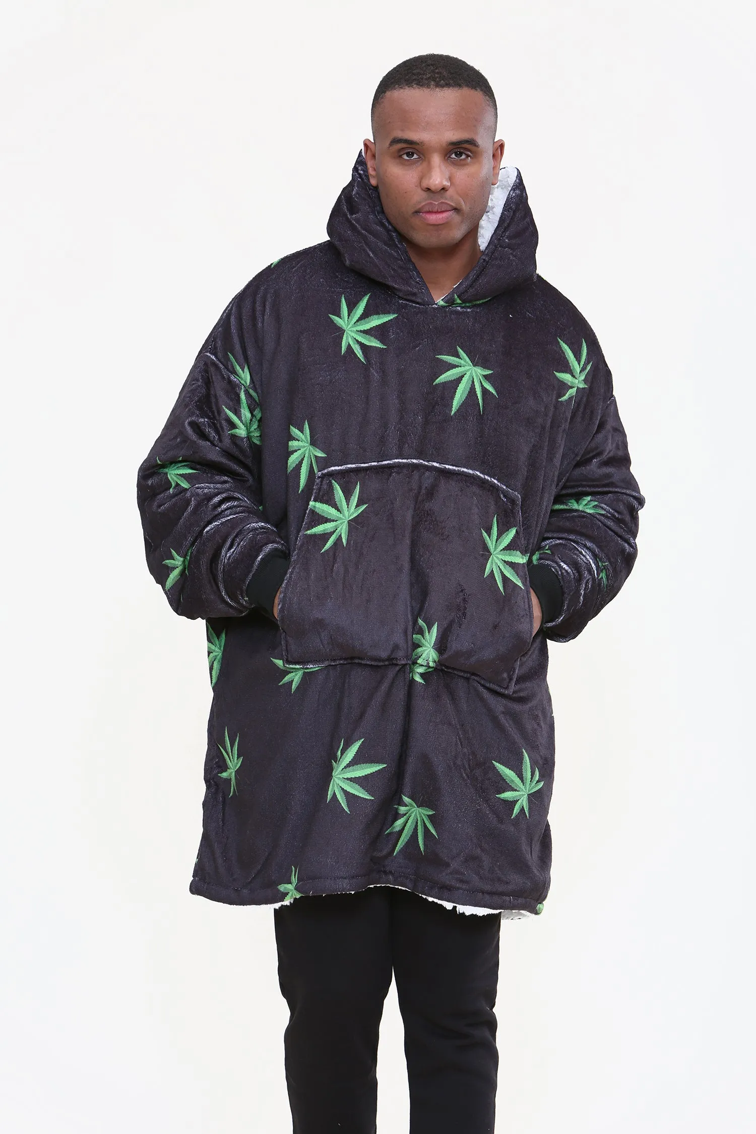 Weed Leaf Hoodie Black