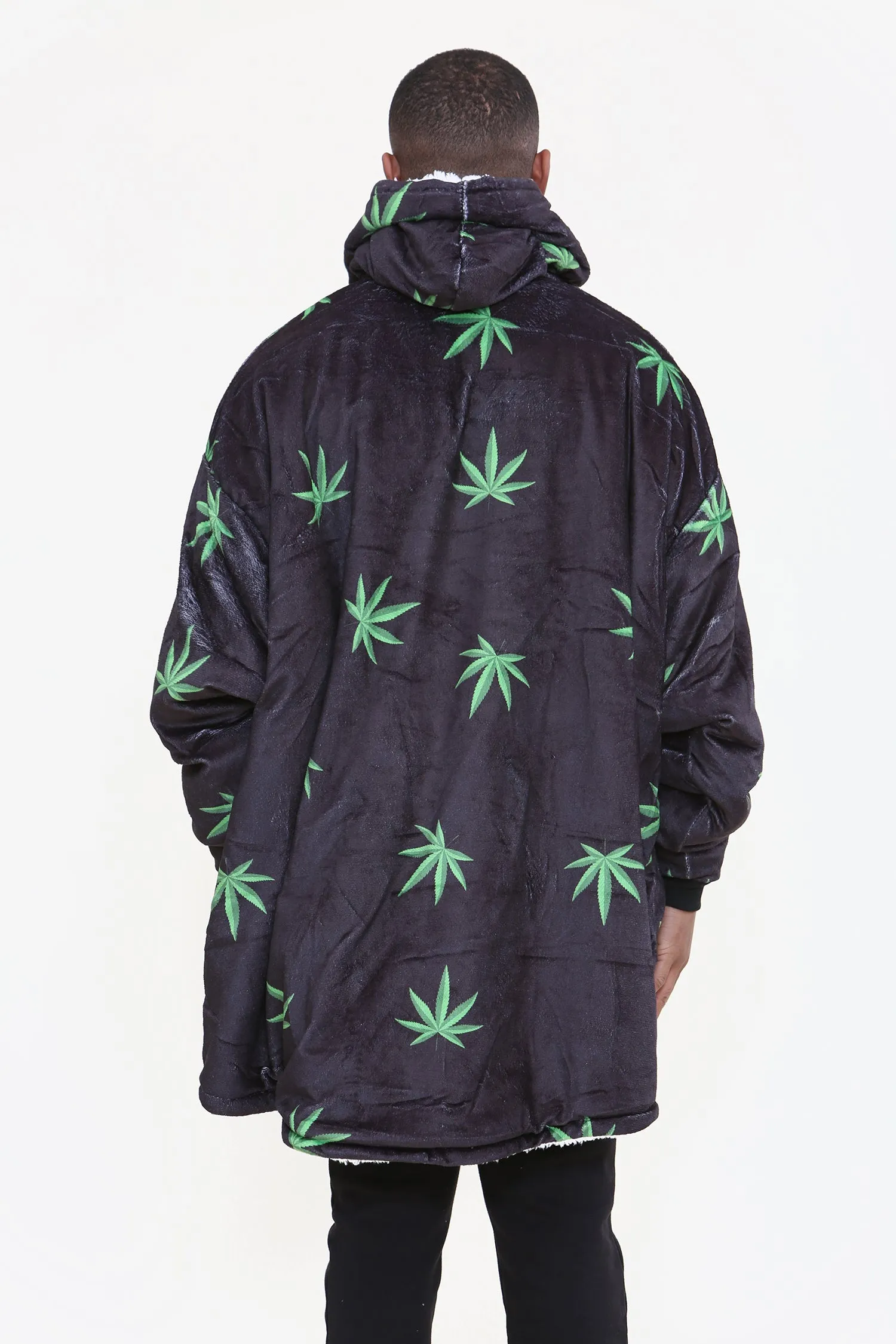 Weed Leaf Hoodie Black