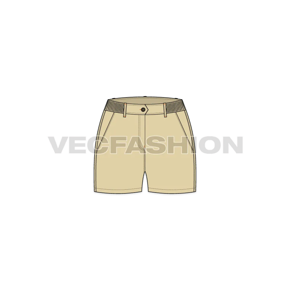 Women's Casual Khaki Cotton Shorts